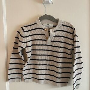 H&M Striped Knit Cardigan in Black and Cream